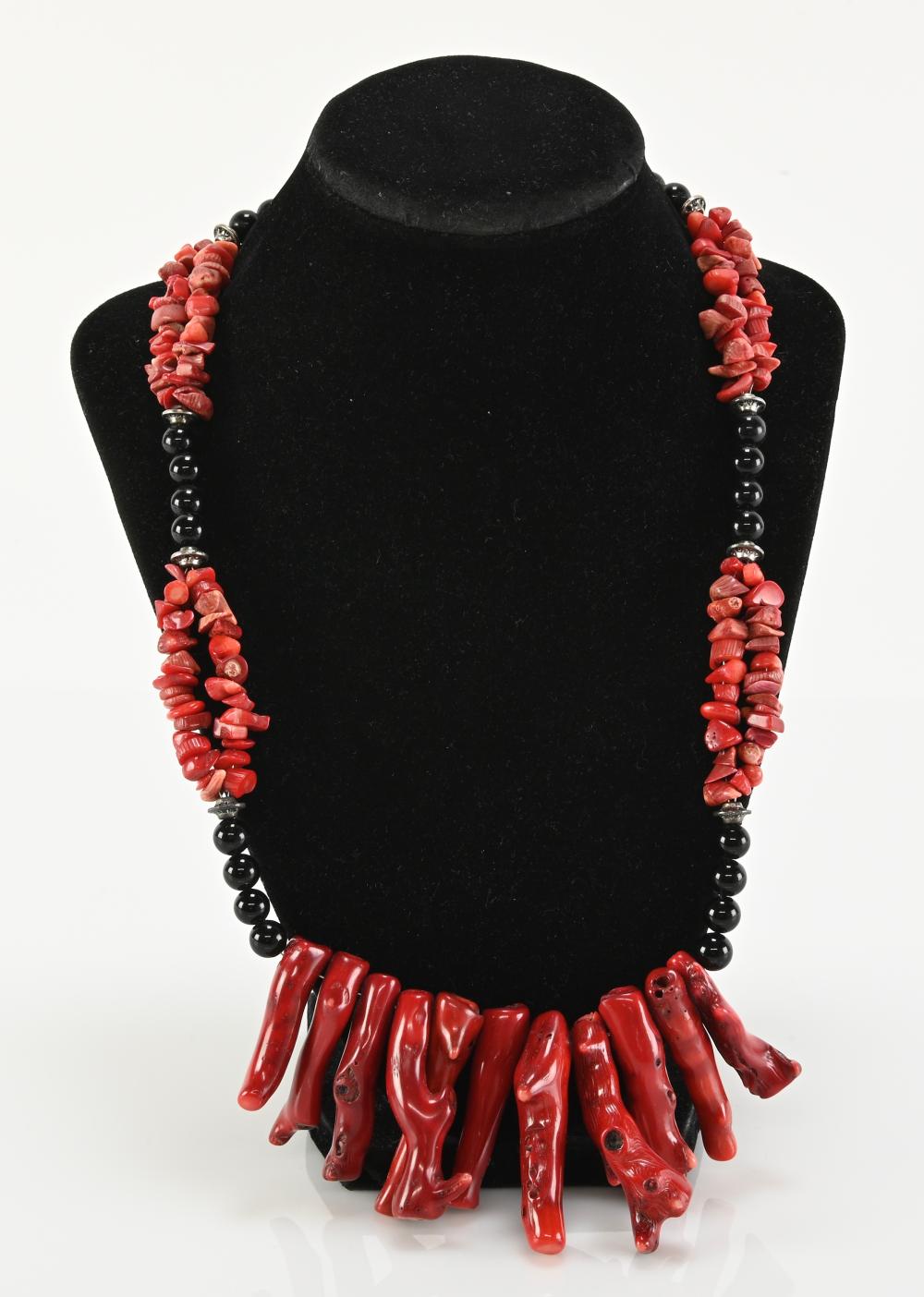 Vintage Red Coral Bead Jewelry Necklace