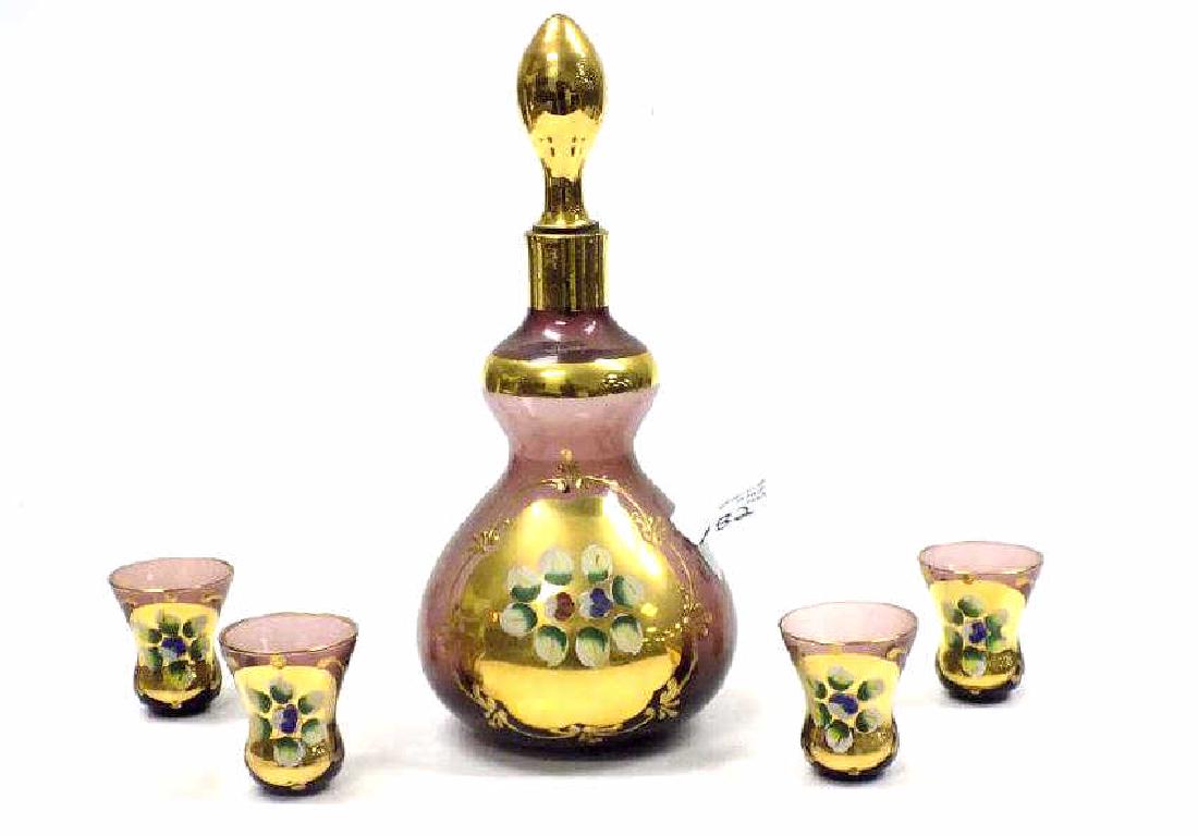 Moser purple bohemian glass decanter set