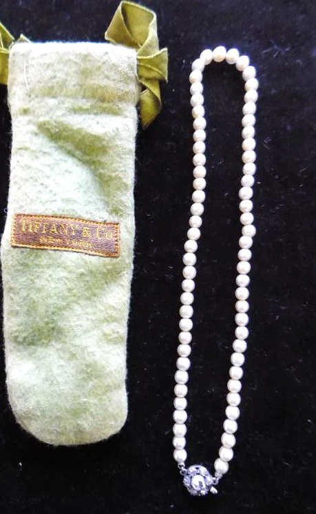 Tiffany & co. diamond & natural pearl necklace