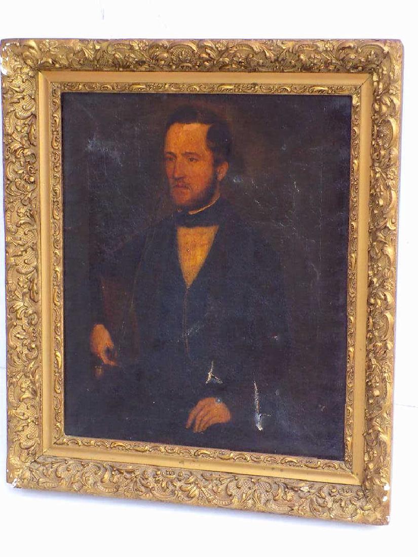 AMERICAN FOLK ART GENTLEMAN PAINTING 19th Century