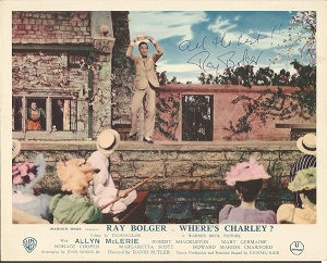 Ray Bolger signed 10x8 movie still from Where's Ch