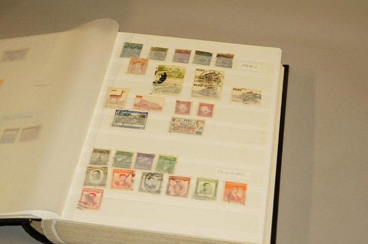 A stamp stock book, containing stamps of Romania,