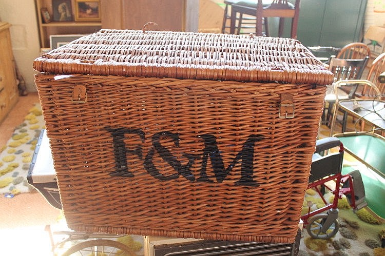 A Fortnum & Masons wicker hamper.