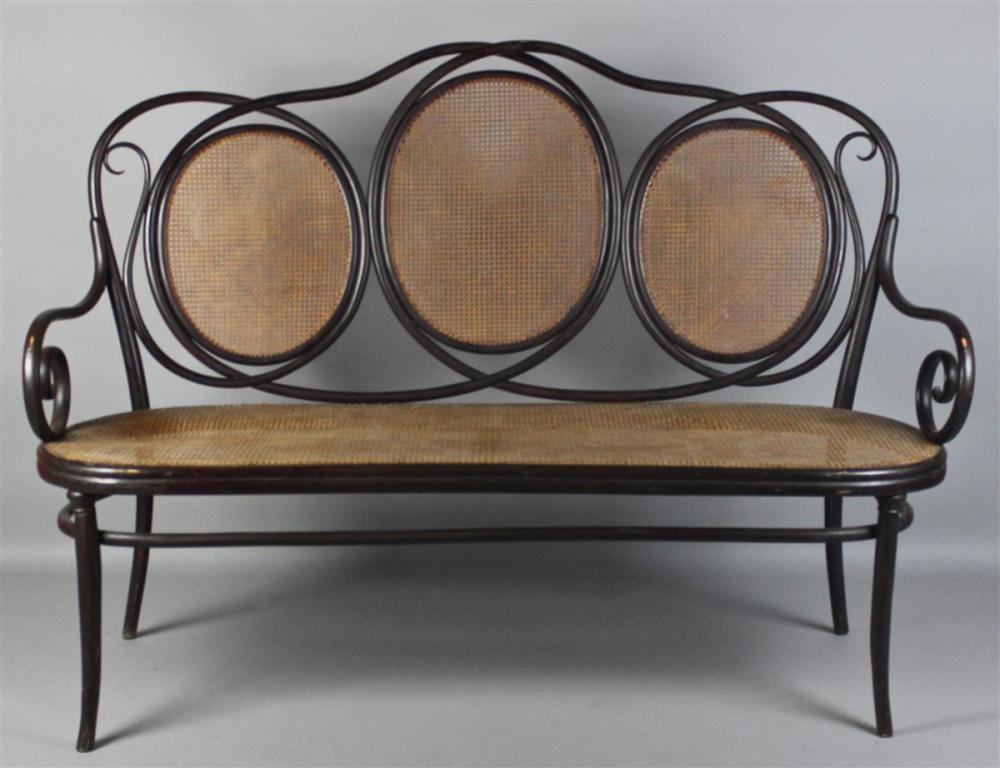 RARE ART NOUVEAU BENTWOOD CANED SETTEE BY THONET
