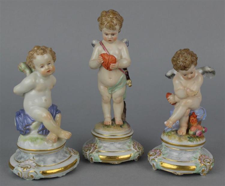 THREE MEISSEN PORCELAIN FIGURES OF PUTTI