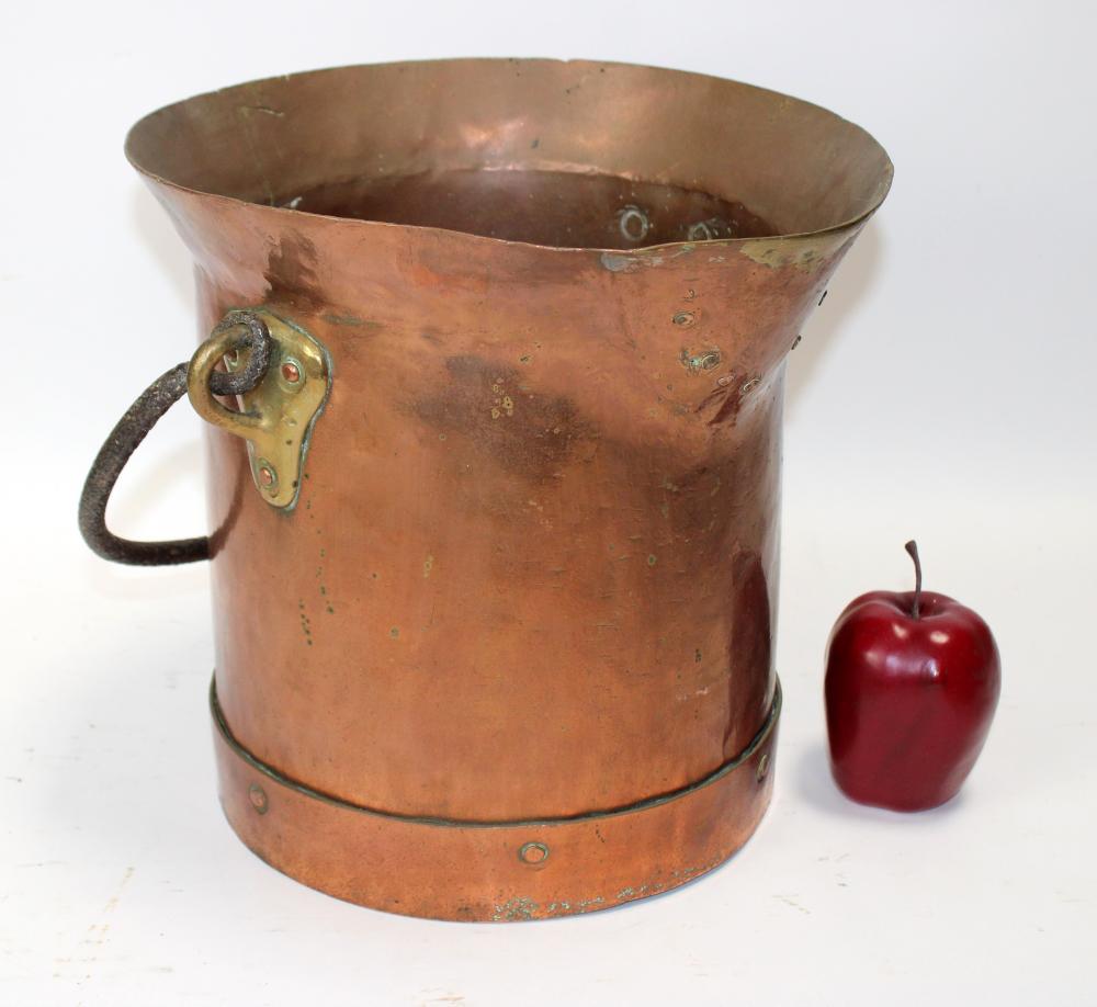 Antique French copper wine measure bucket