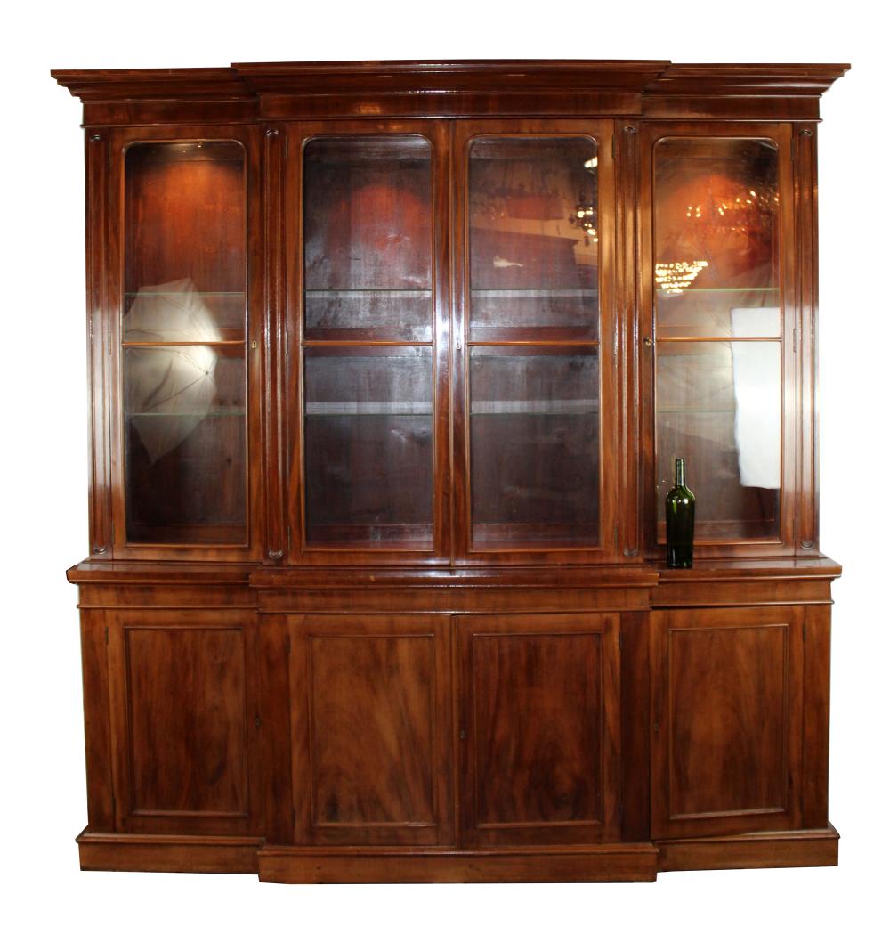 Mahogany 4 door breakfront bookcase