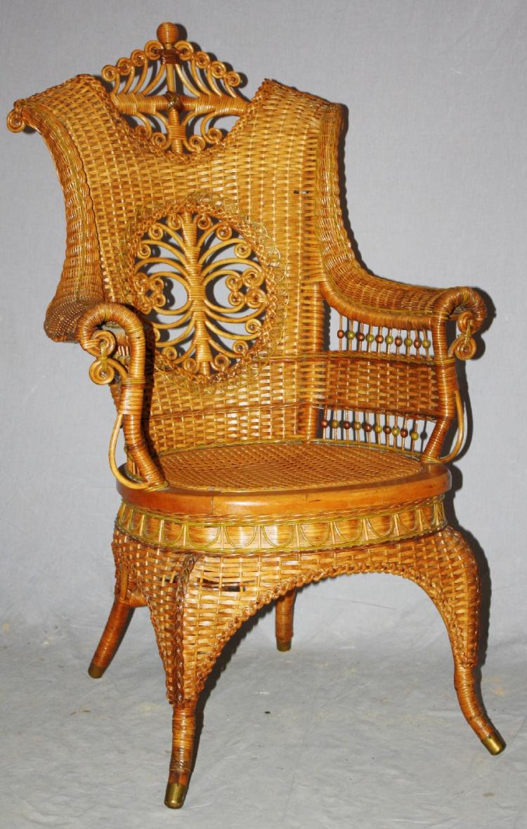 Heywood & Morrill Rattan Co wicker armchair
