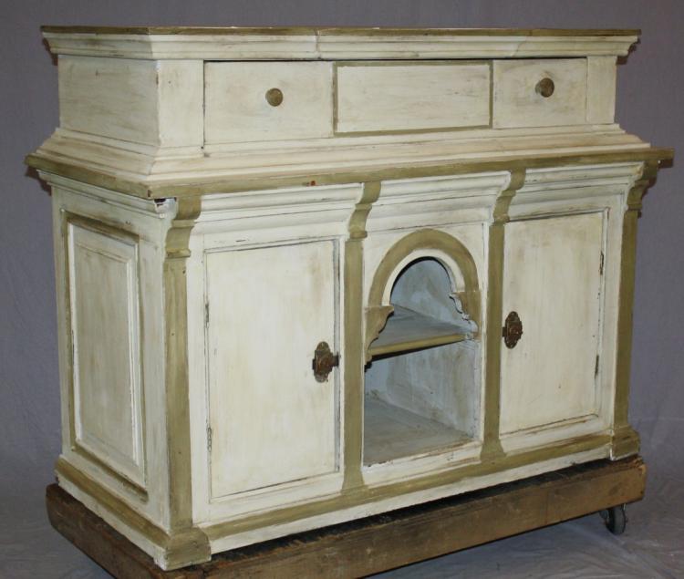 Antique French painted altar cabinet. 19th century.