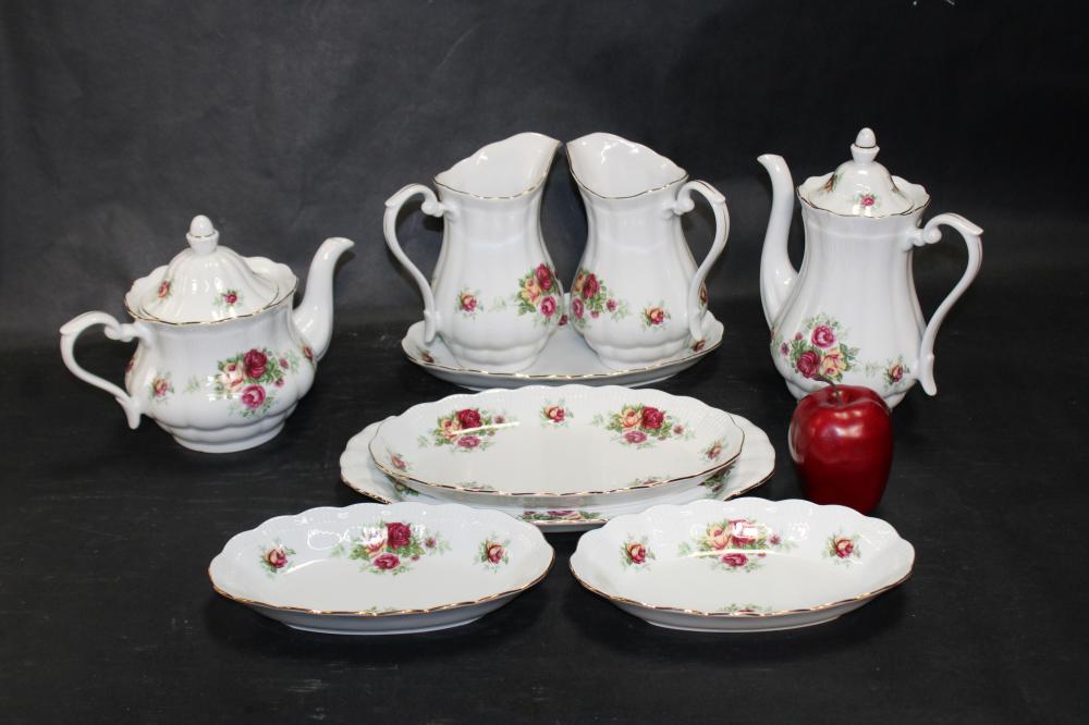 German Walbrzych floral porcelain tea set