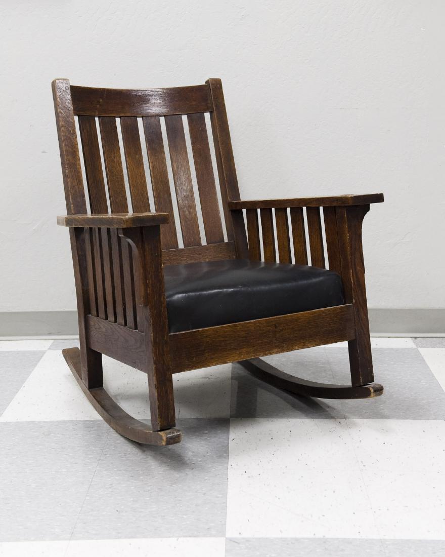 L & JG Stickley Arts & Crafts Oak Rocker.