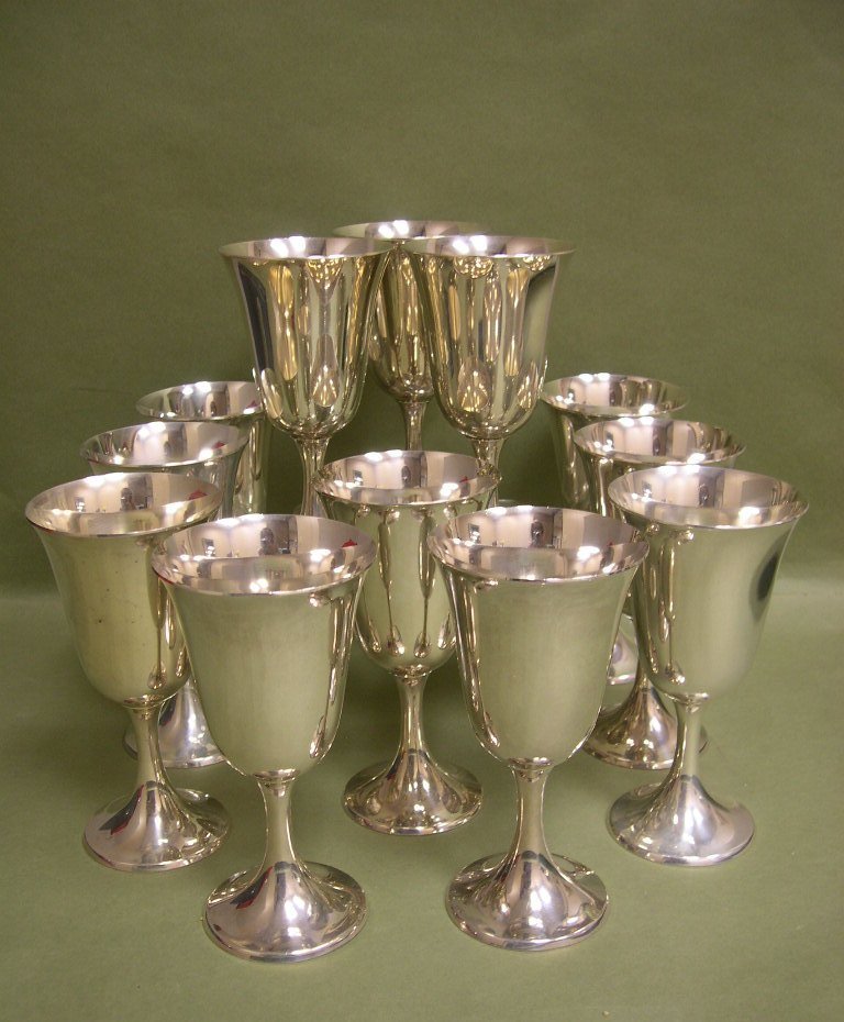 12 Gorham Sterling Silver Wine Goblets