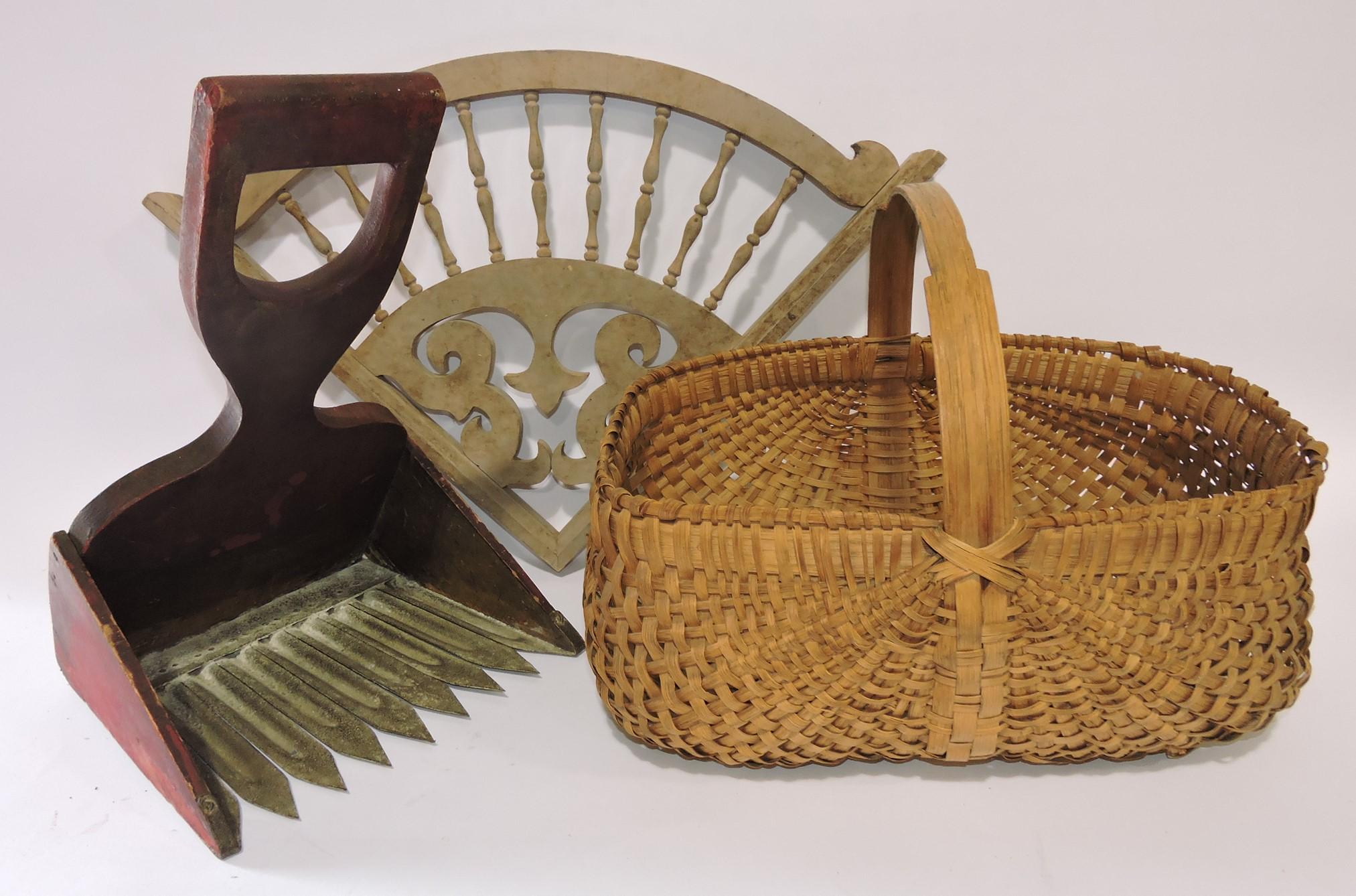 Primitive cranberry picker, wicker