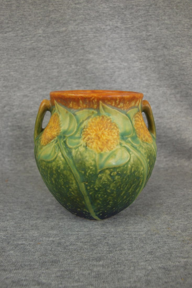Roseville sunflower vase 5"