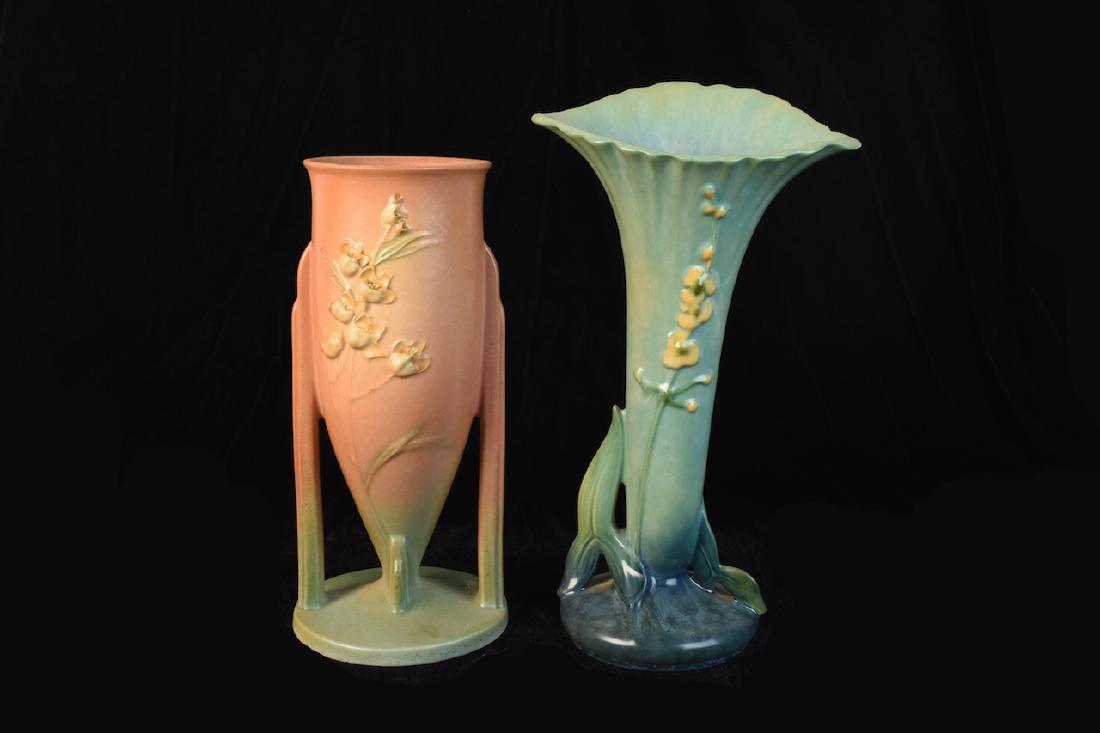 (2) Roseville Pottery Vases Wincraft & Ixia