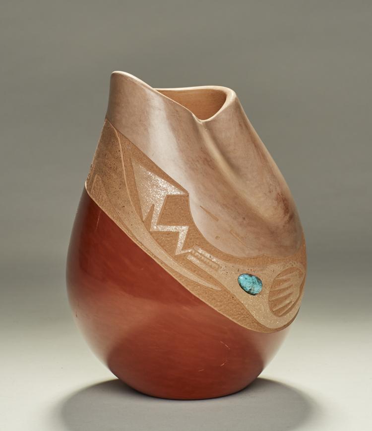San Ildefonso Pueblo - R. Sanchez Turquoise Vase