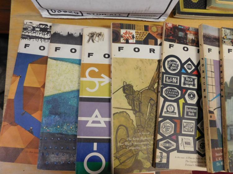 Fortune Magazines (2) Boxes 47 pcs Ephemera 1930s, 1950s, 1960s.1970s