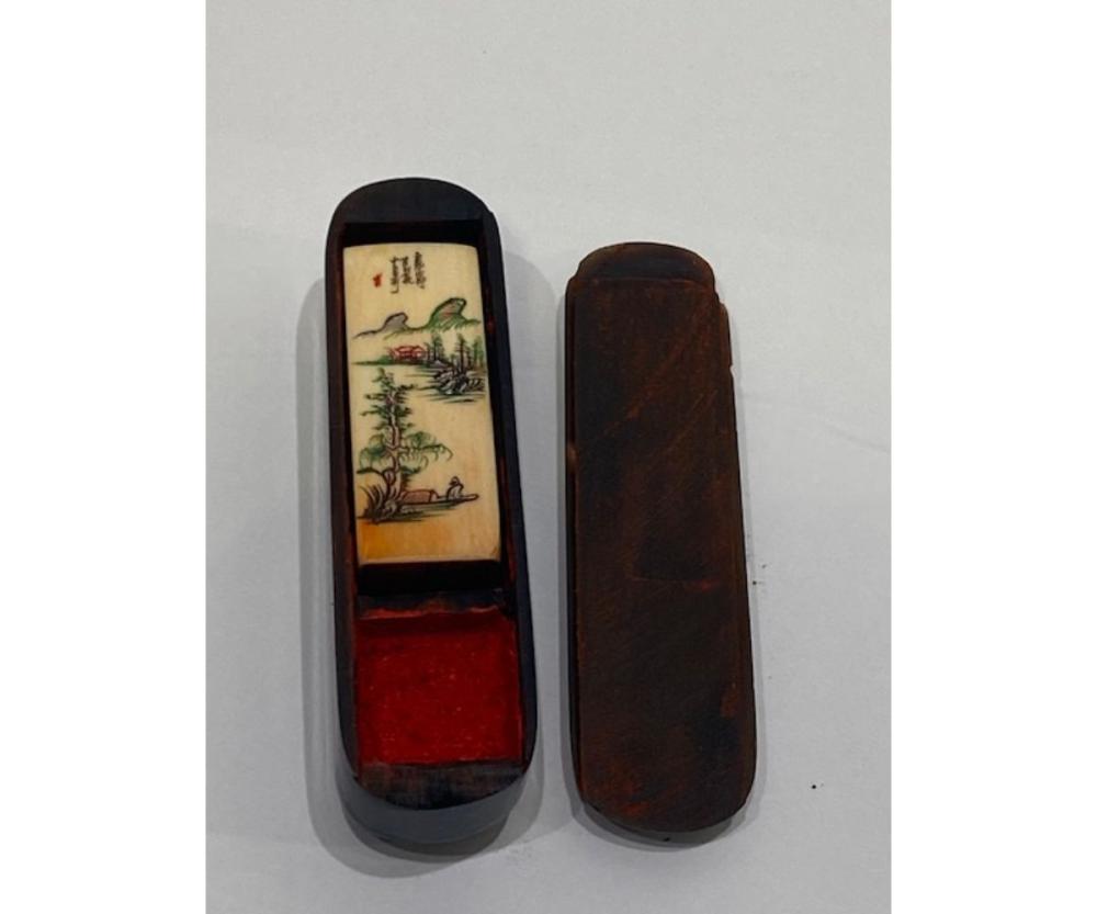 Chinese Seal Stamp with Calligraphy and Landscape