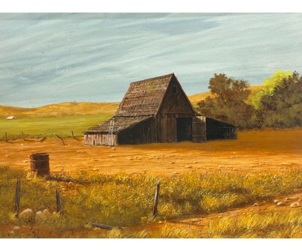 Jacob Schot oil painting of landscape with bar