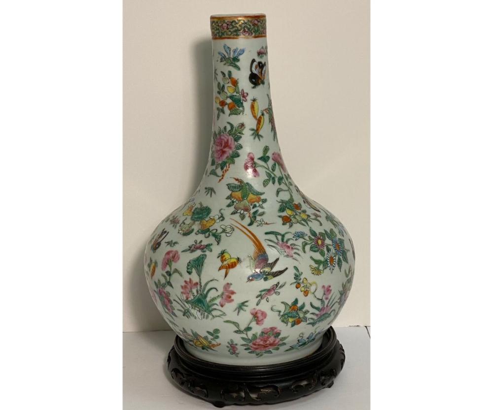 Chinese Vase Flowers Butterflies
