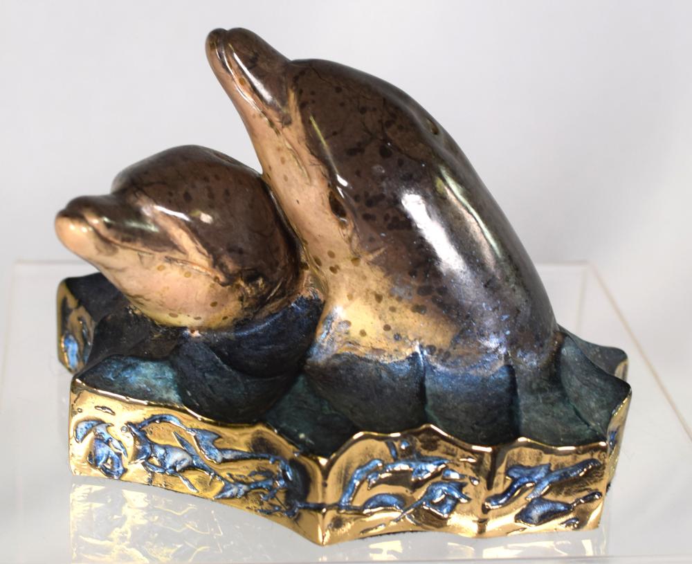 ROBERT WYLAND BRONZE DOLPFIN SCULPTURE