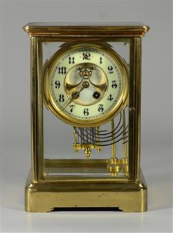 Gilbert brass and crystal regulator clock