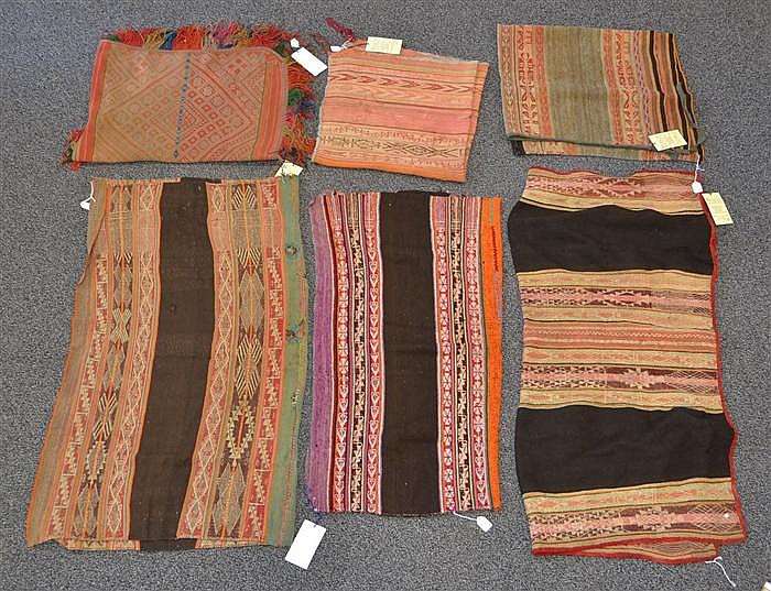 (6) South American flat-weave textiles, 19th/20th Century, South America