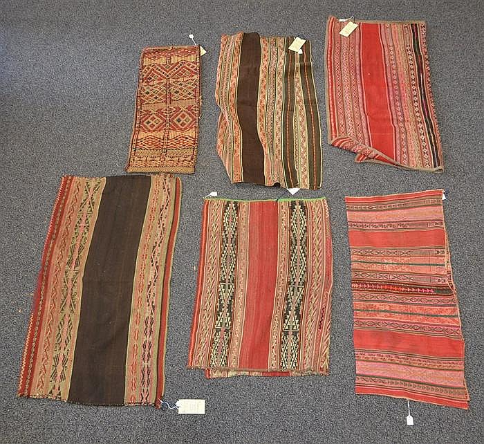 (6) South American flat-weave textiles, 19th/20th Century, South America