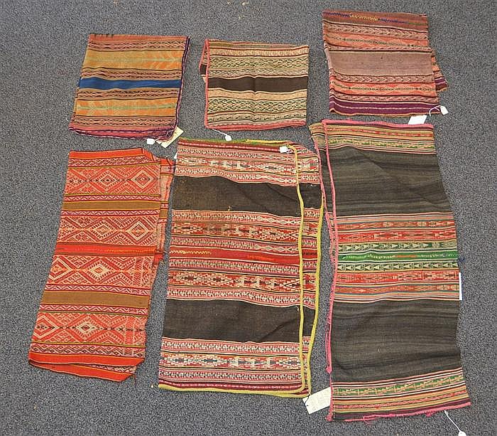 (6) South American flat-weave textiles, 19th/20th Century, South America