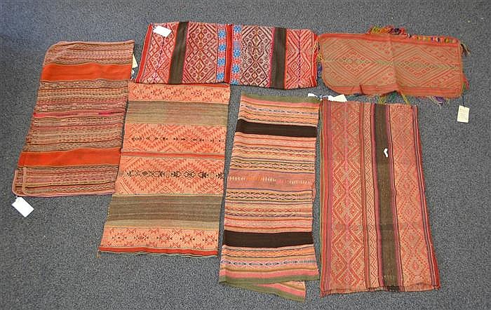 (6) South American flat-weave textiles, 19th/20th Century, South America
