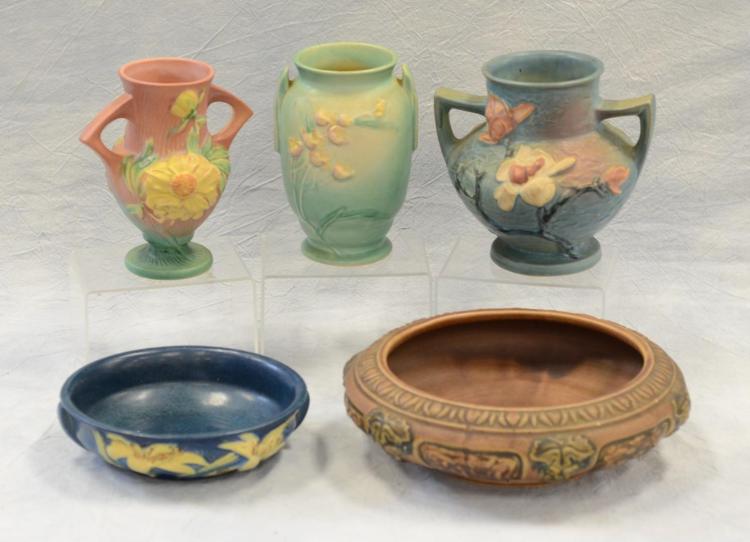 5 Pieces Roseville Pottery