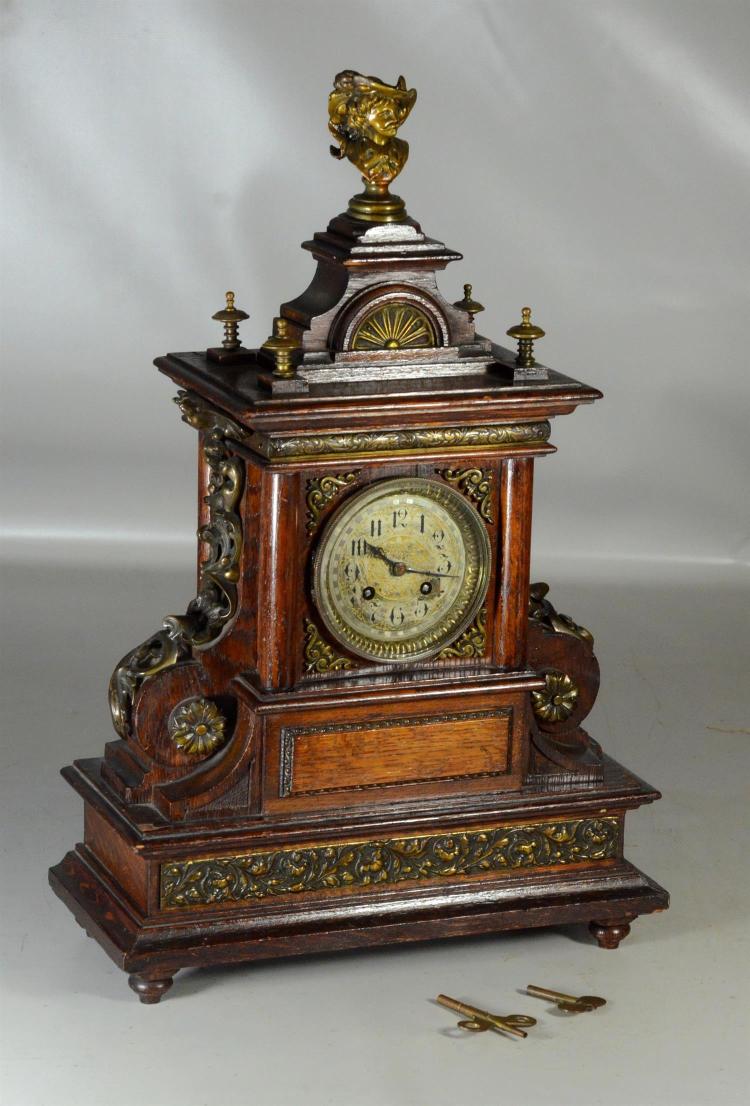 Oak Japy Freres French mantle clock