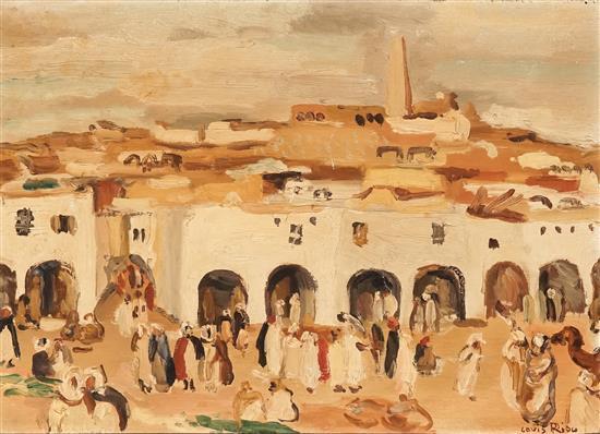 Louis Riou (French 1893-1958), North African Market Scene, oil on canvas