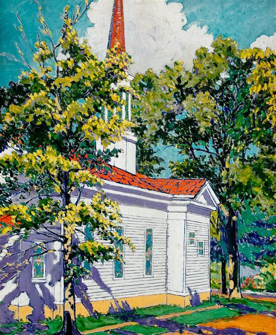 American School, Mid-20th Century, Sunday Morning, oil on canvas