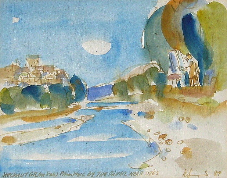 Herbert Siebner Helmut Gransow Painting by the River near Uzes