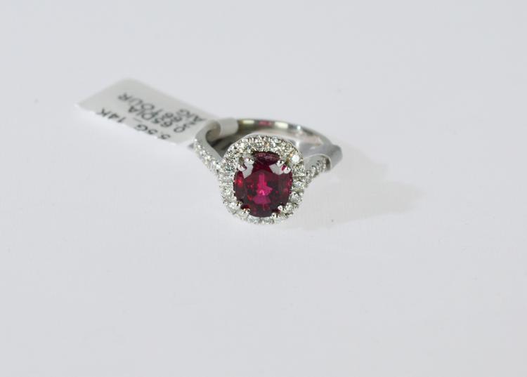 Rubellite Tourmaline & Diamond Ring. 2.66ct. Tourmaline, 0.65ctw. Diamonds.