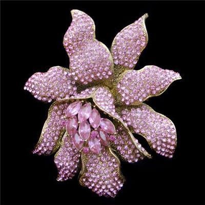 Orchid Flower Pink Swarovski Crystal Brooch Pin Pendant