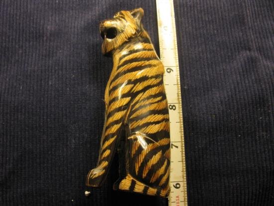 Hand Carved Tiger Water Buffalo Horn Scrimshaw Art