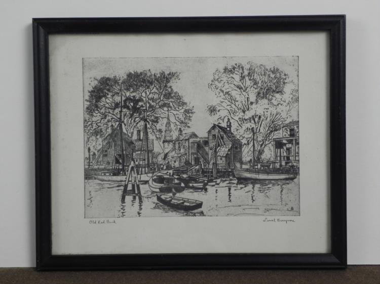 VINTAGE "OLD RED BANK" FRAMED PRINT-LIONEL BARRYMORE