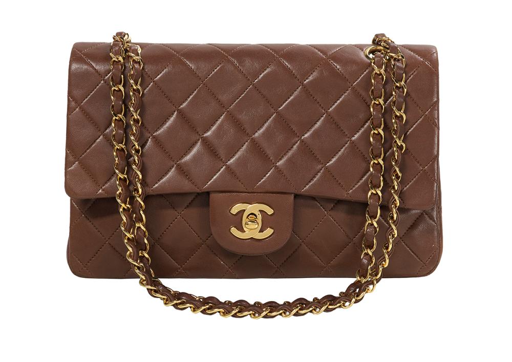Vintage Chanel Mocha Lambskin Classic Double Flap Bag