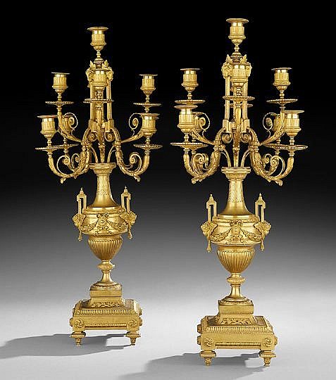 Pair of Louis XIV-Style Gilt-Bronze Candelabra