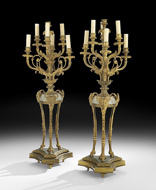 Pair of Louis XIV-Style Gilt-Bronze Candelabra