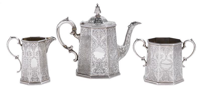 Victorian Scottish Sterling Silver Three-Piece Tea Set