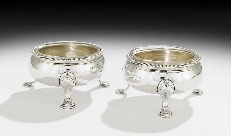 Pair of George III Sterling Silver Cauldron Salts