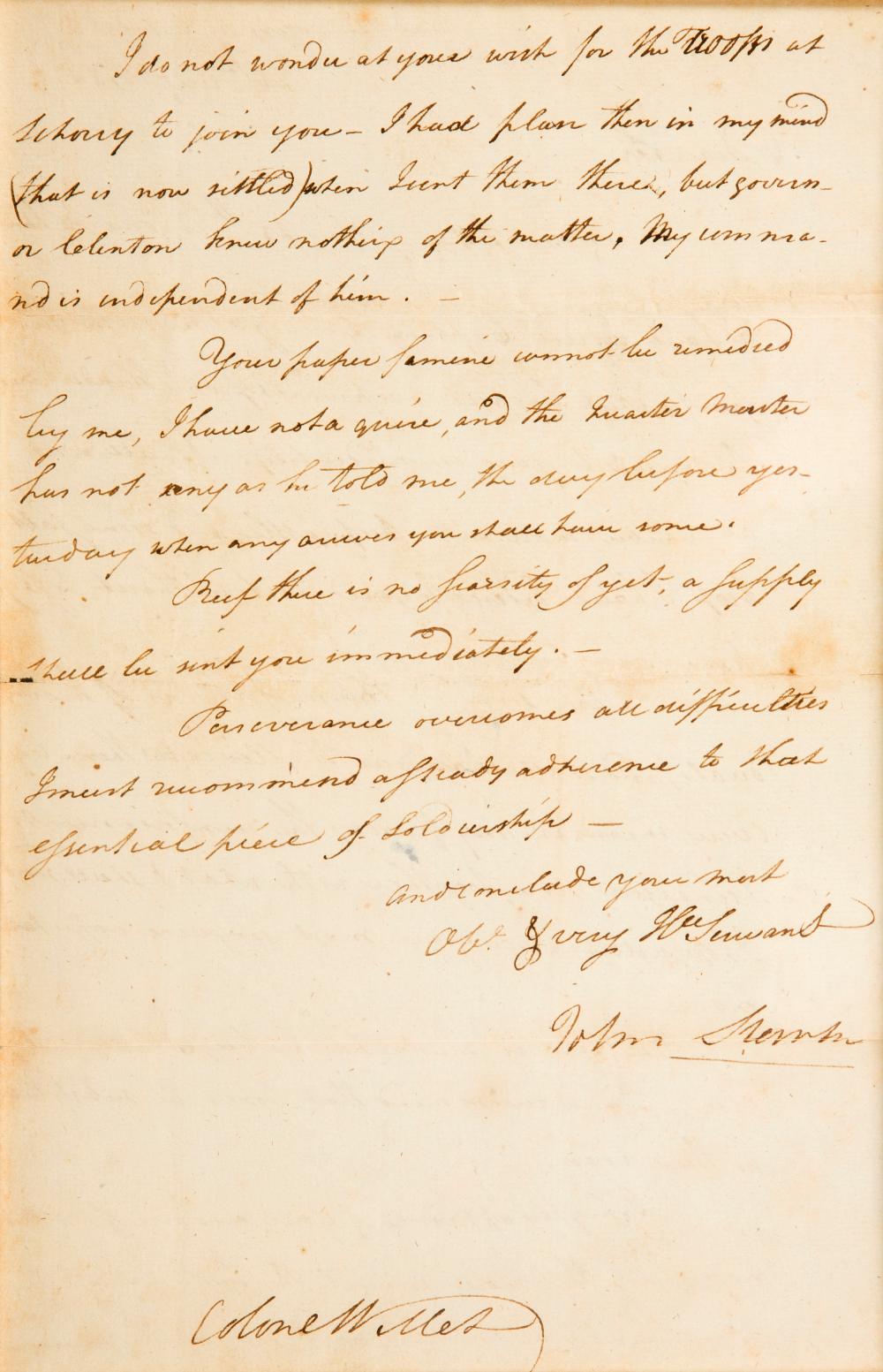Revolutionary War Letter, General John Stark to Colonel Will