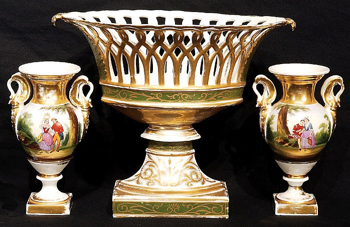 Three pieces Paris porcelain Continental