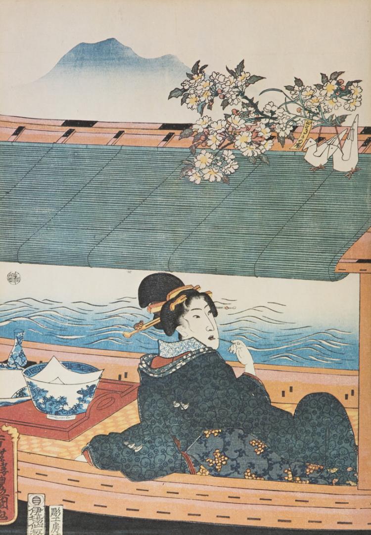 Japanese Color Lithograph Print