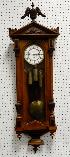Walnut cased Vienna Regulator three weight clock