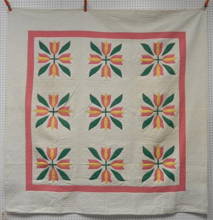 Hand stitched applique quilt