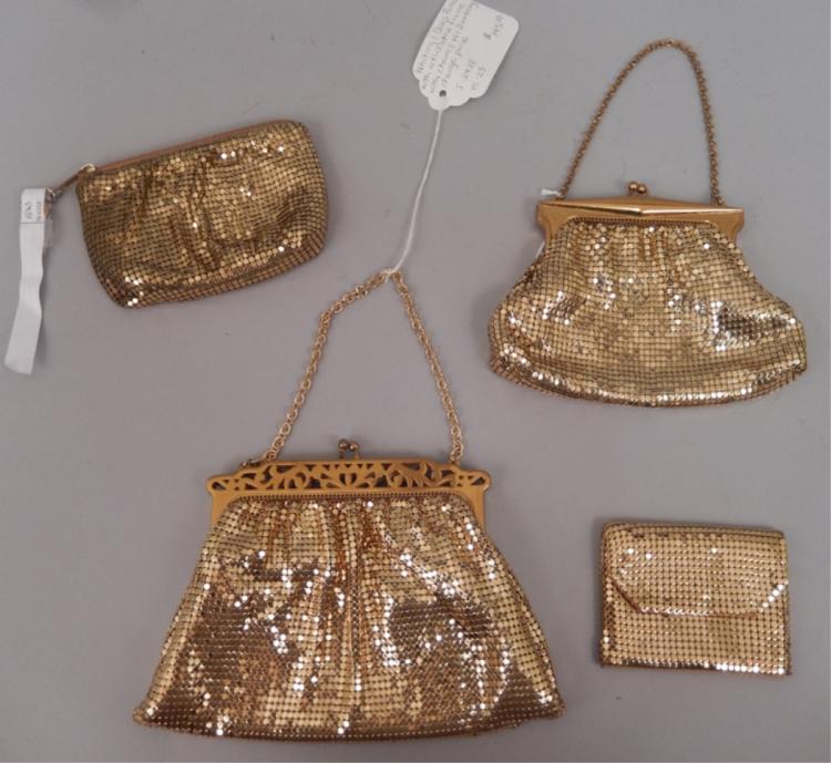 Three Whiting & Davis gold mesh purses and coin purse